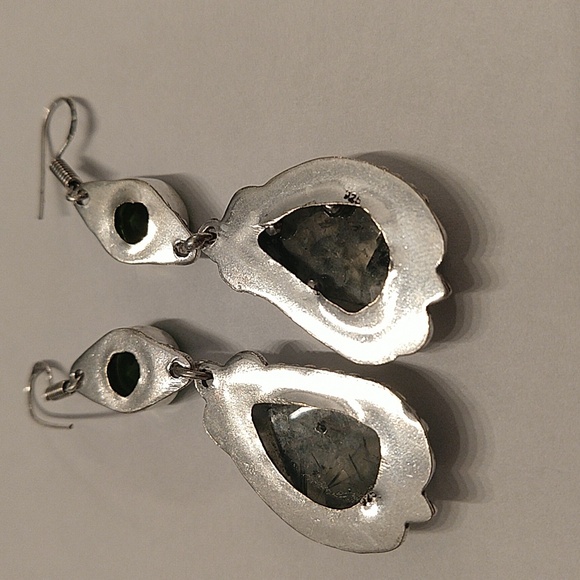 Peridot and moss agate earrings - Picture 4 of 4